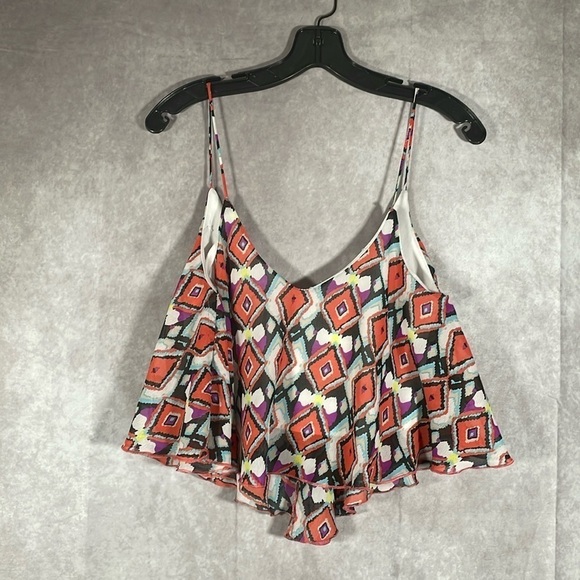 Truth NYC Multi-Color Geometric Print Flowy Crop Top | Size Medium - Picture 1 of 8